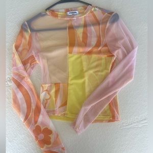 MESH pink orange and yellow top!